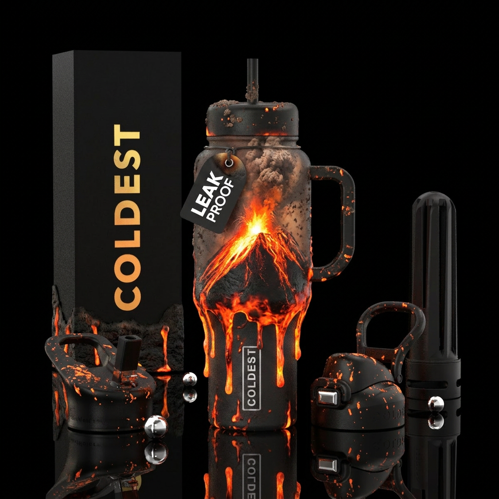 Volcano water bottle design