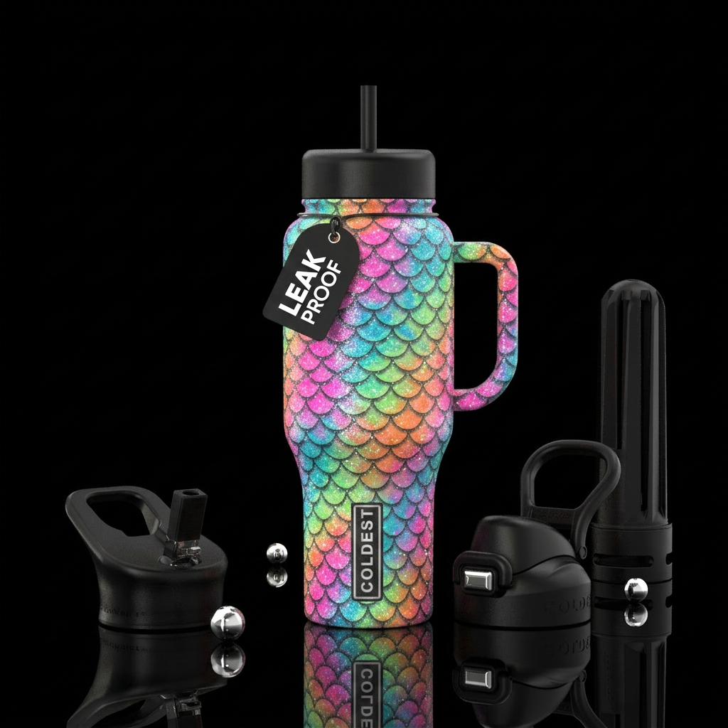 Neon scales water bottle design
