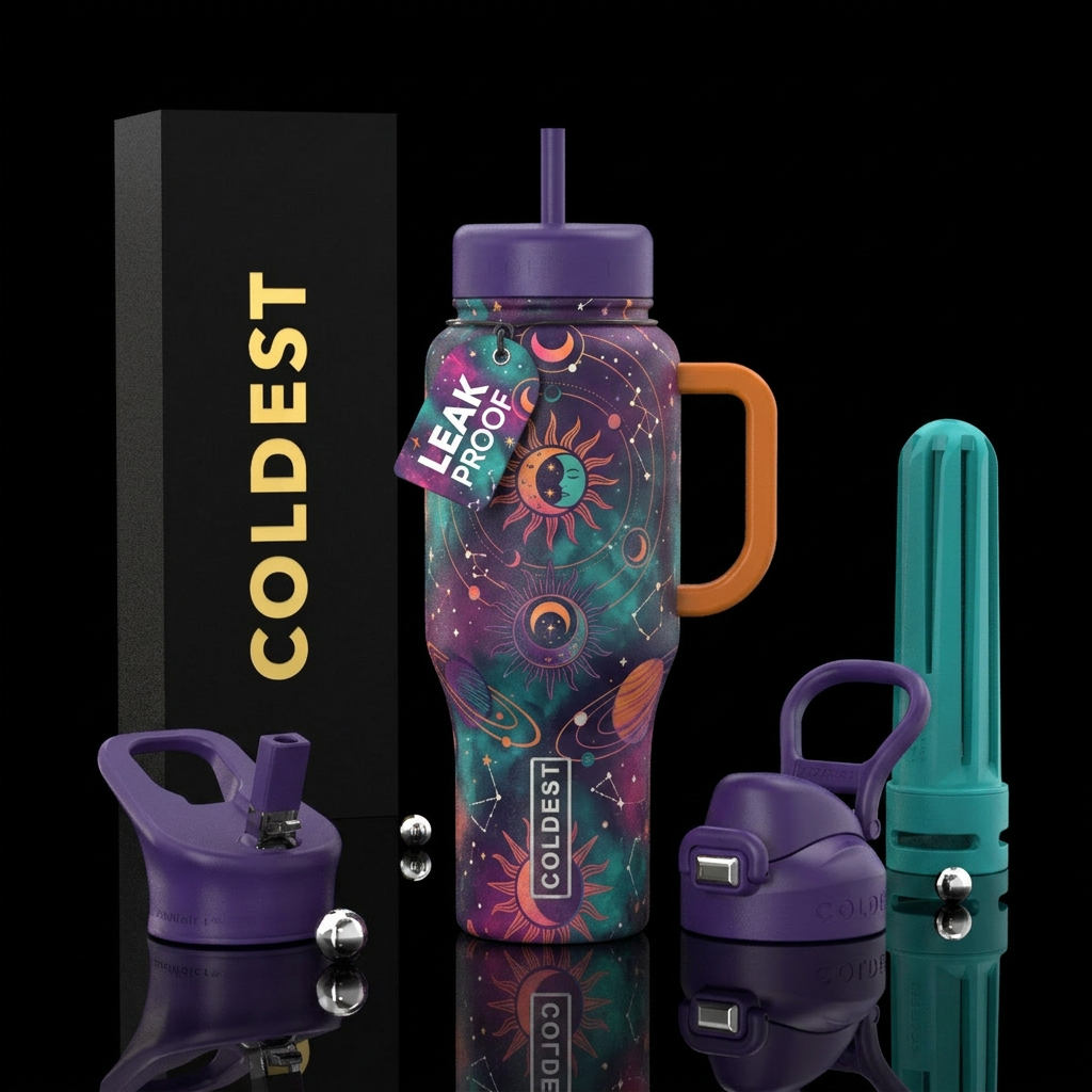 Space art water bottle design