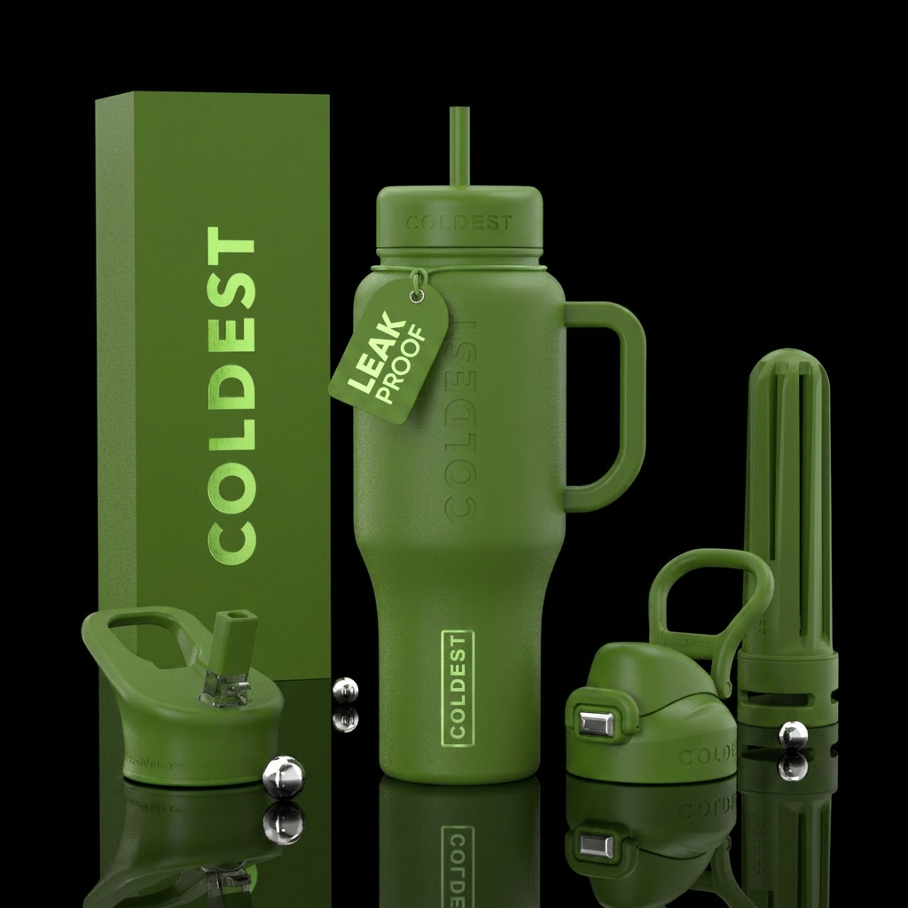 Green water bottle design