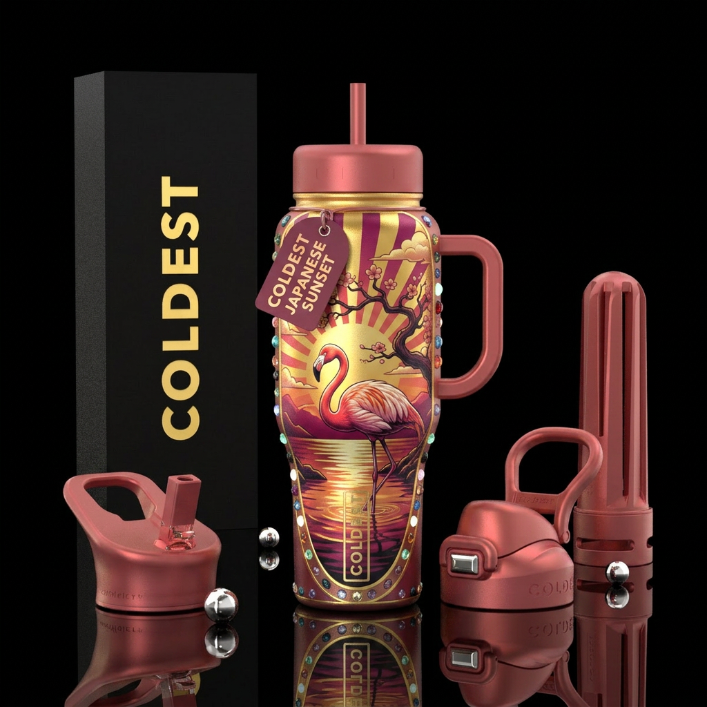 Flamingo art water bottle design