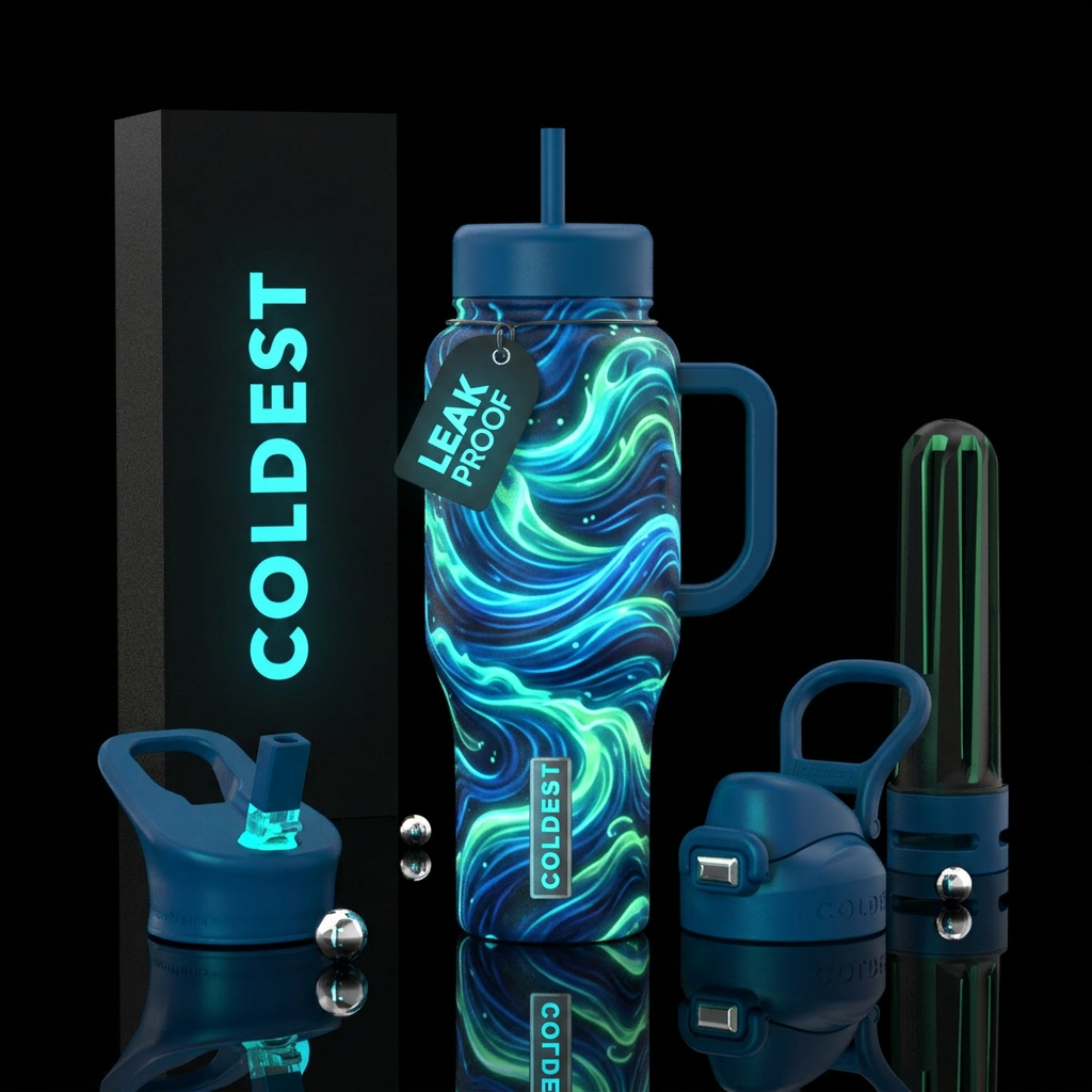 Glowie waves water bottle design