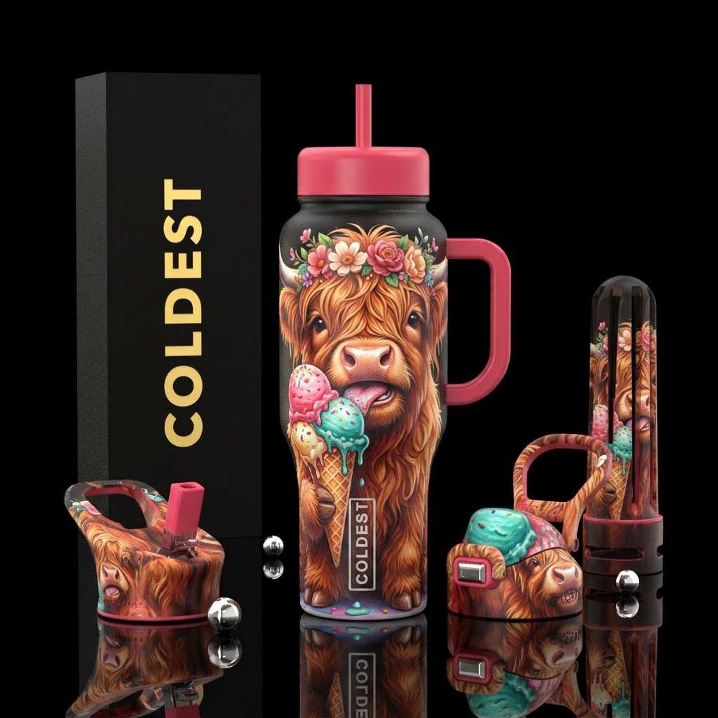 Ice cream cow water bottle design