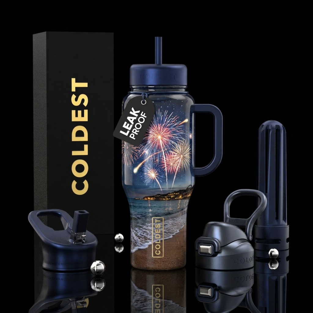 Fireworks water bottle design