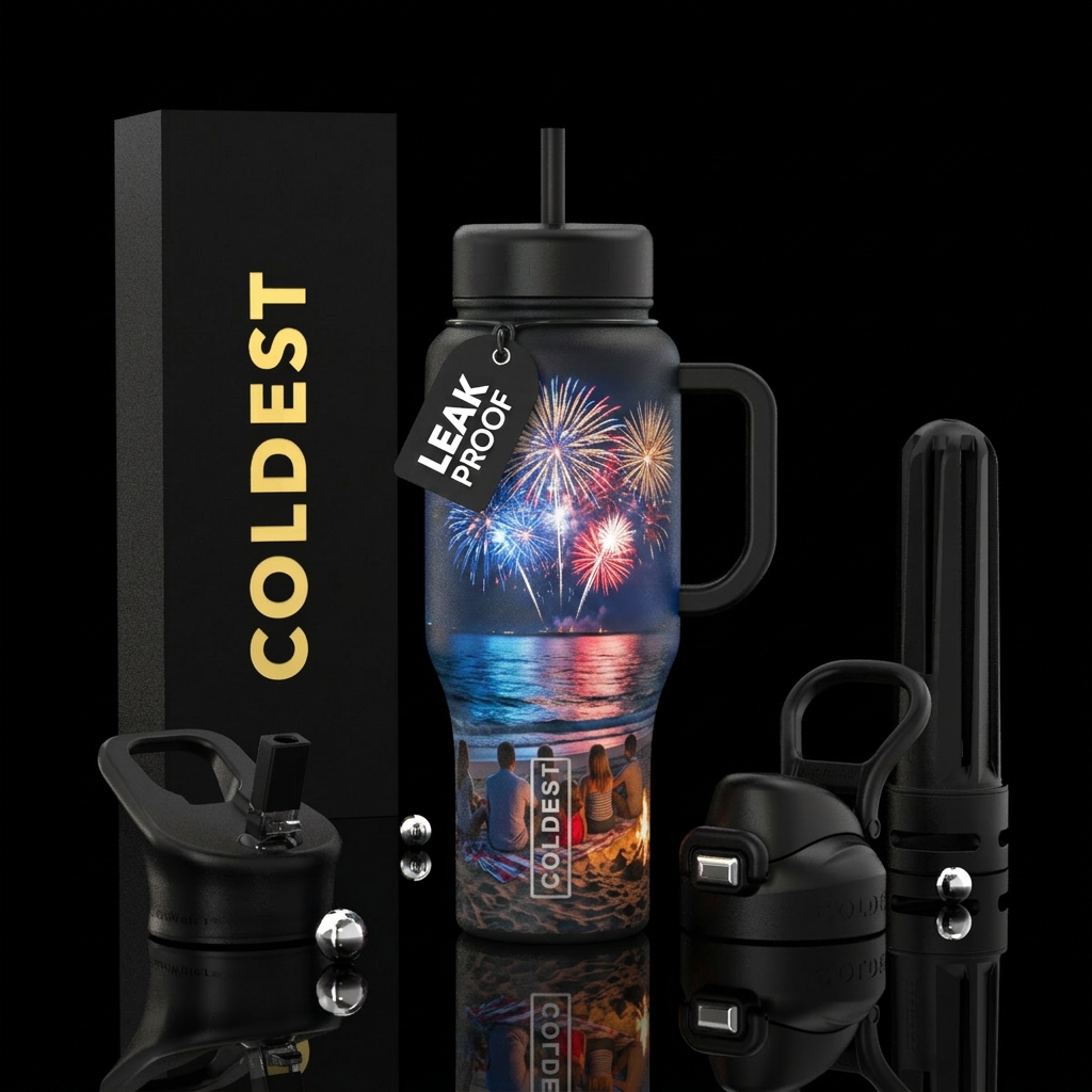 4th of July fireworks water bottle design