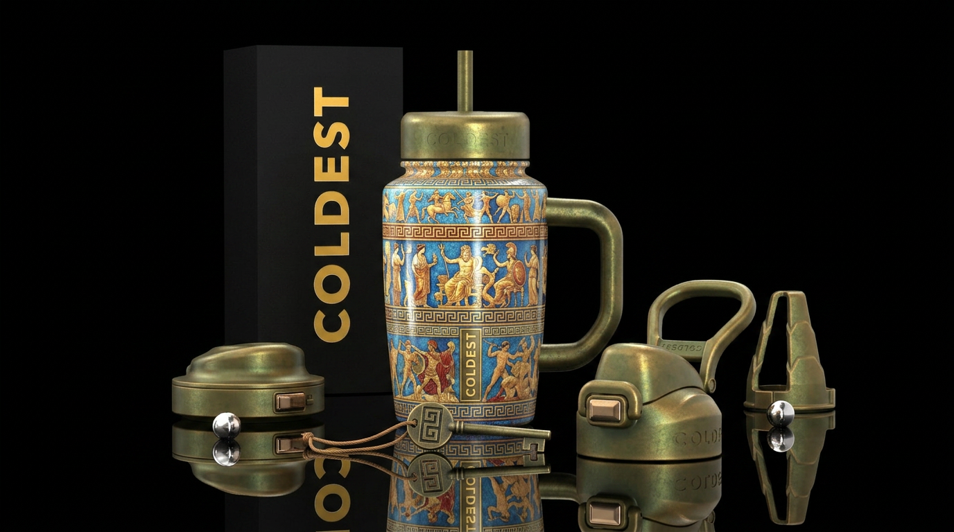 Greek art water bottle design