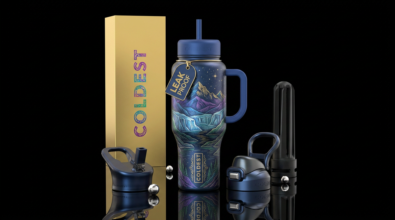 Colored mountains water bottle design