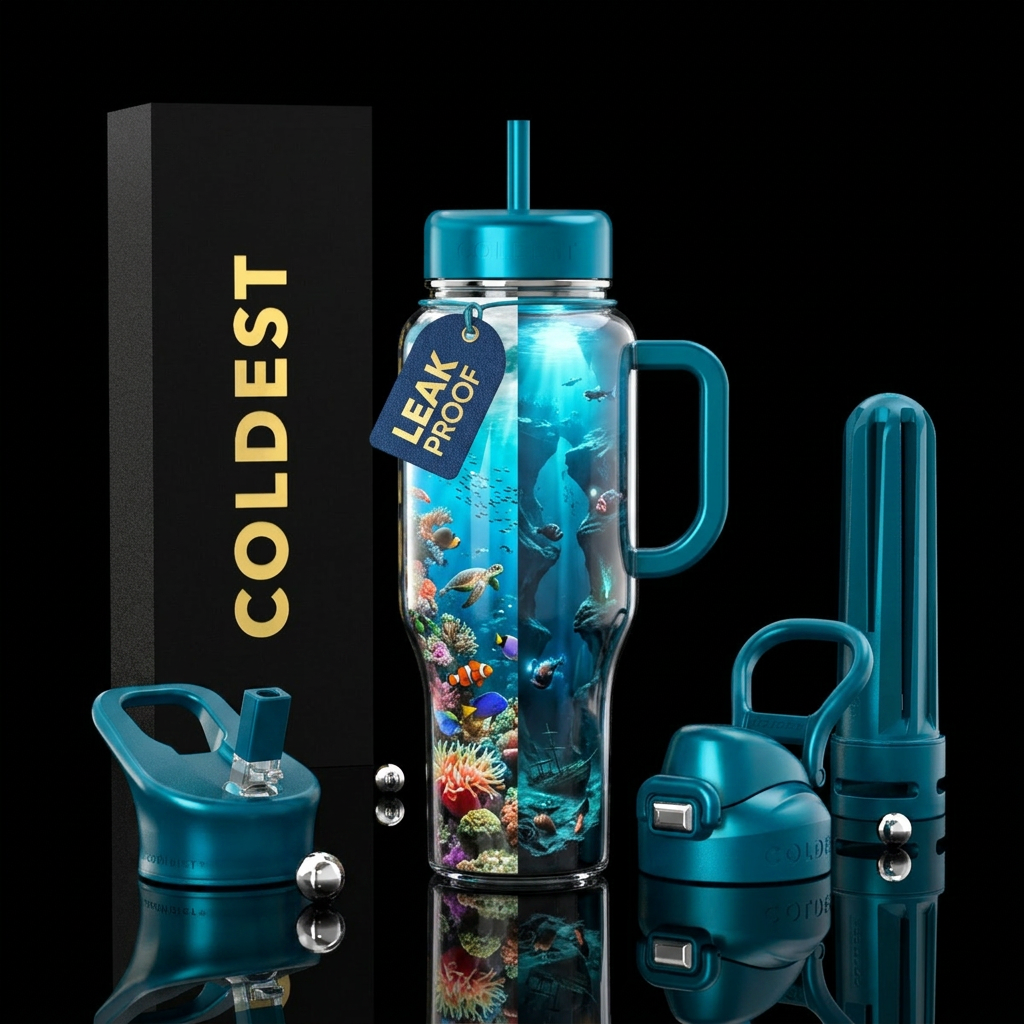 Split ocean water bottle design
