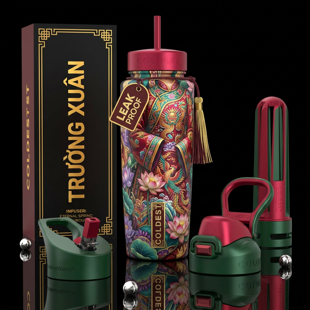 vietnamese, art water bottle design