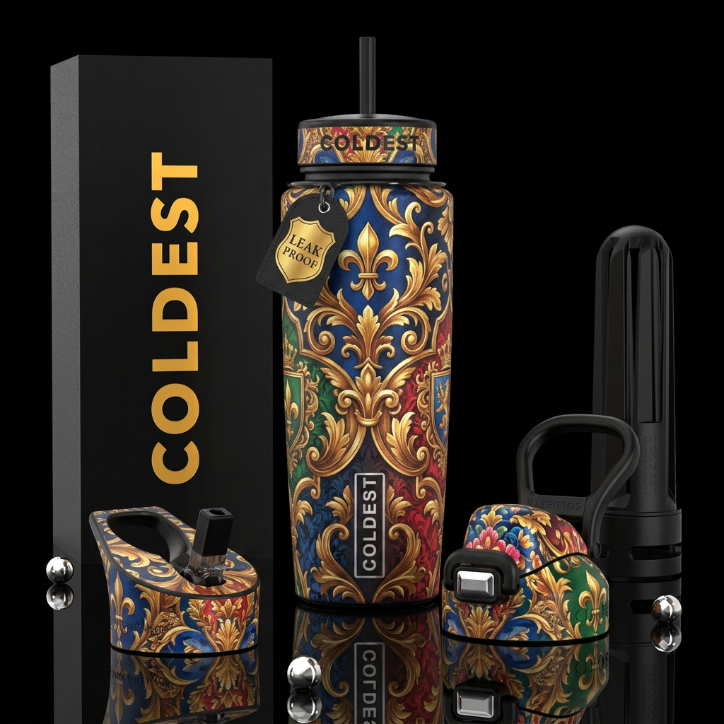 european art water bottle design