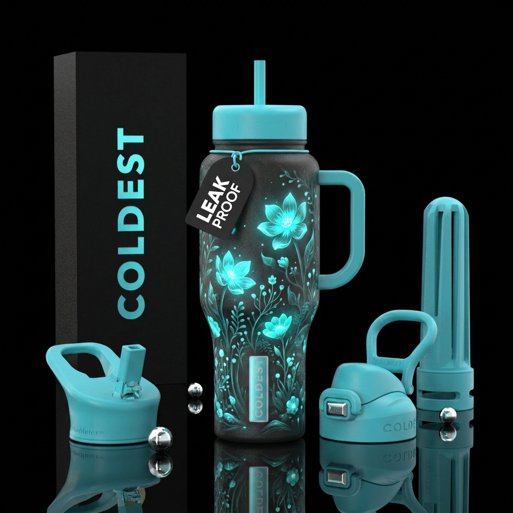 Glowie flowers water bottle design