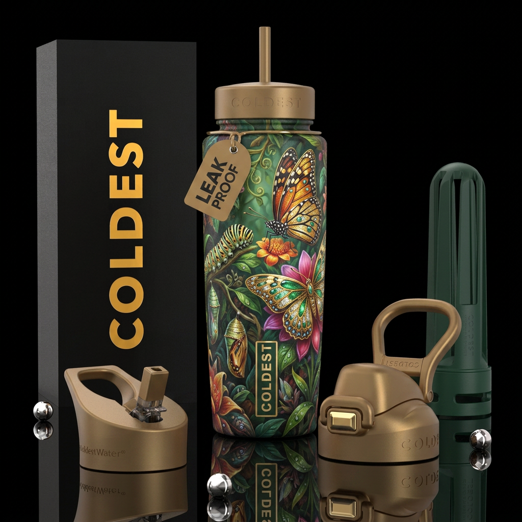 Caterpillar and butterfly 🦋 water bottle design
