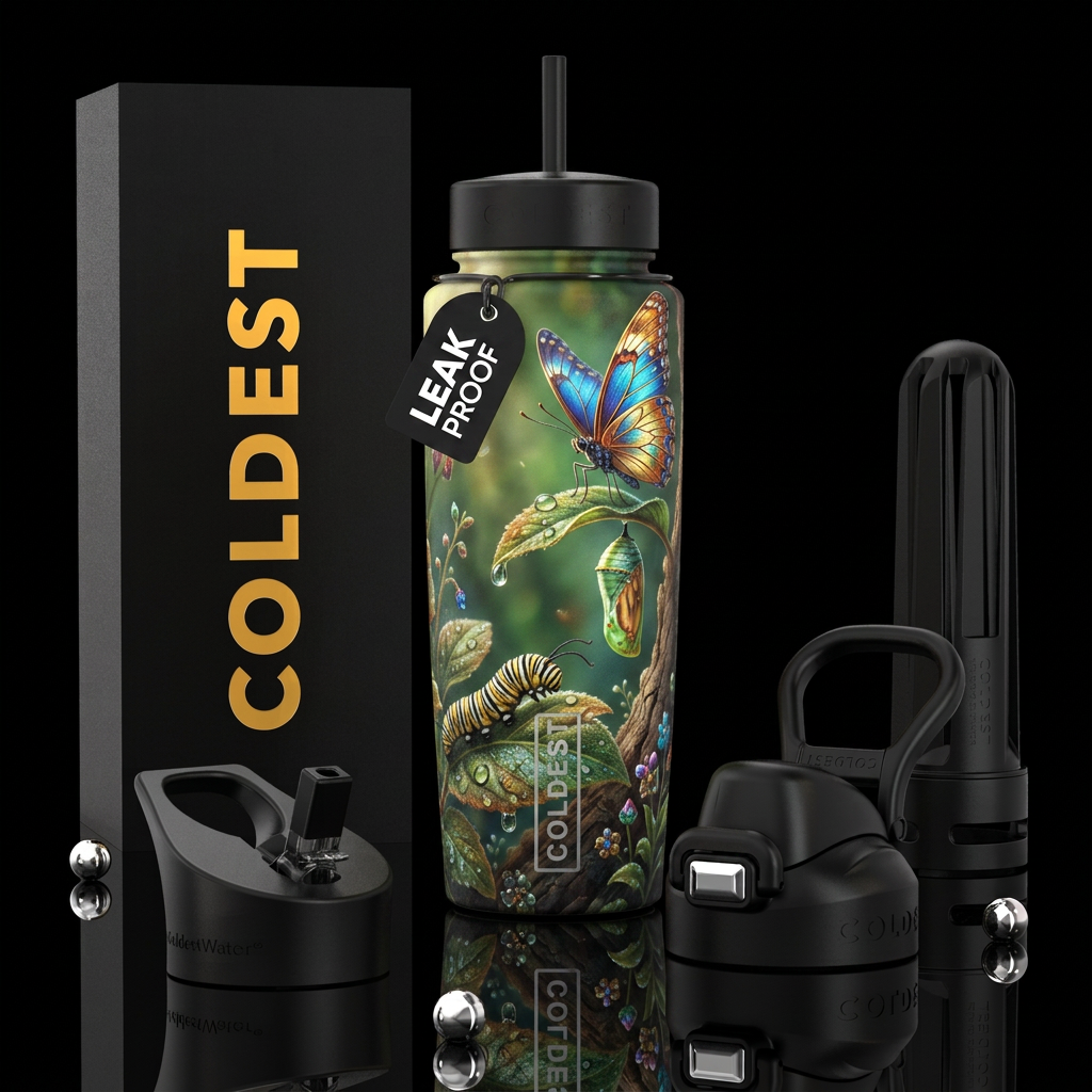 Caterpillar and butterfly 🦋 water bottle design
