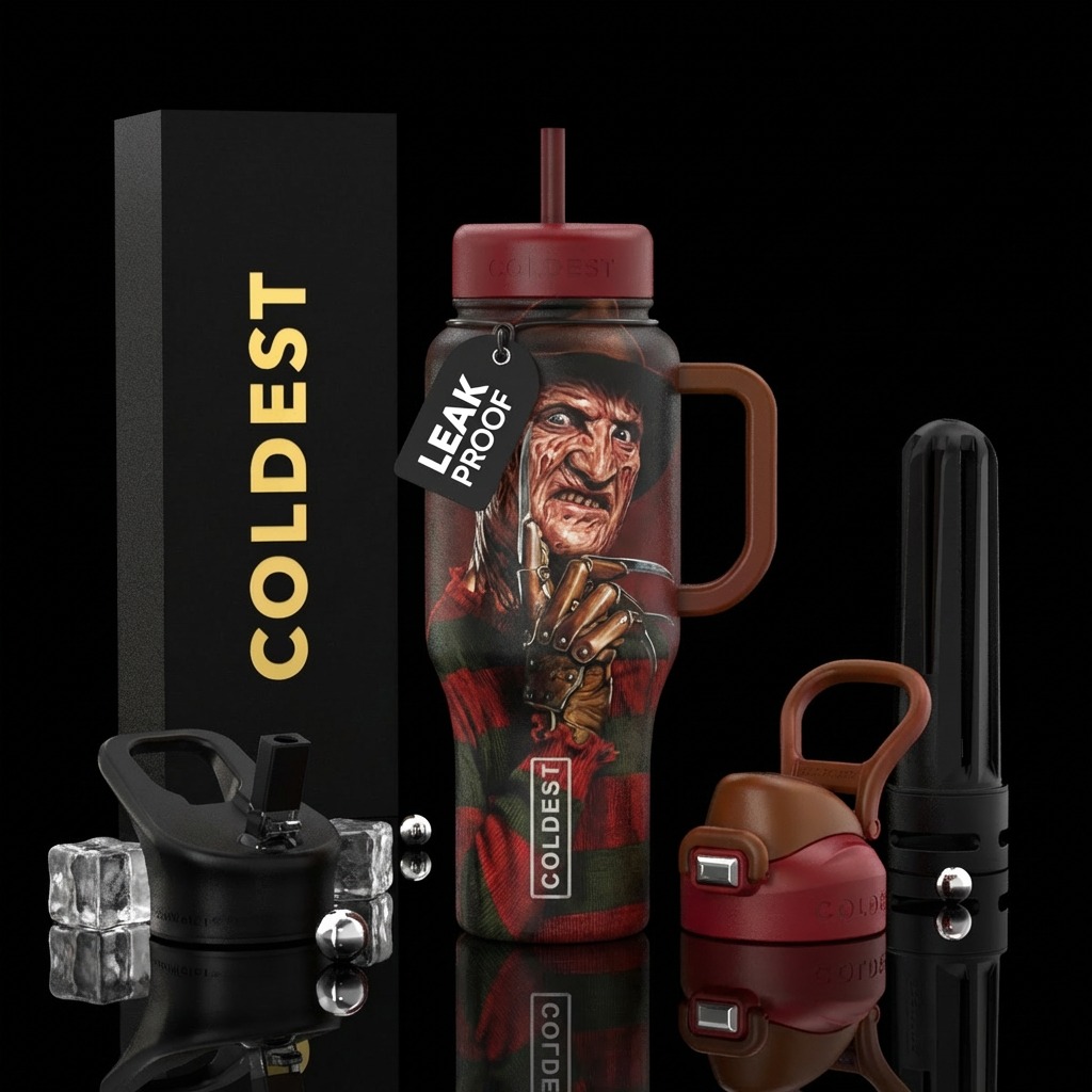 Freddy Krueger, scary, realism water bottle design