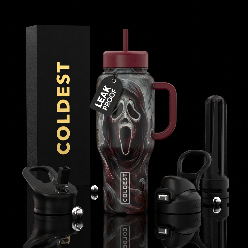 realism, Ghostface, horror water bottle design