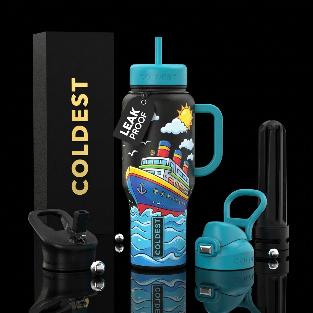 Cartoon cruise water bottle design