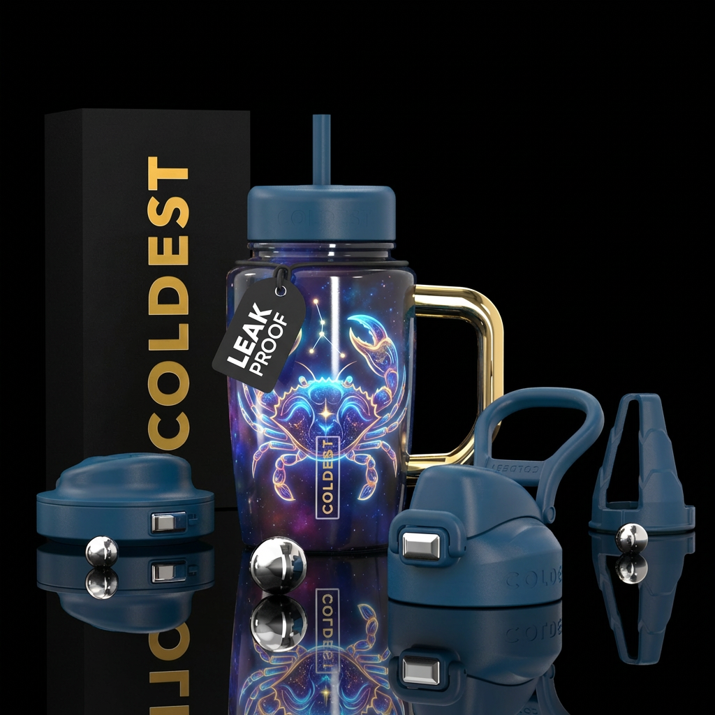 Glow zodiac Cancer water bottle design
