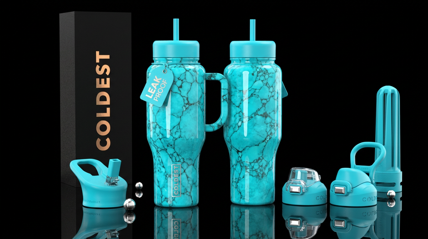 Turquoise water bottle design