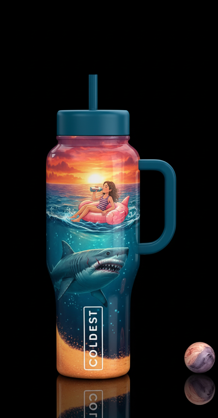 Mostly Ocean wrapped around the bottle with a litt... water bottle design