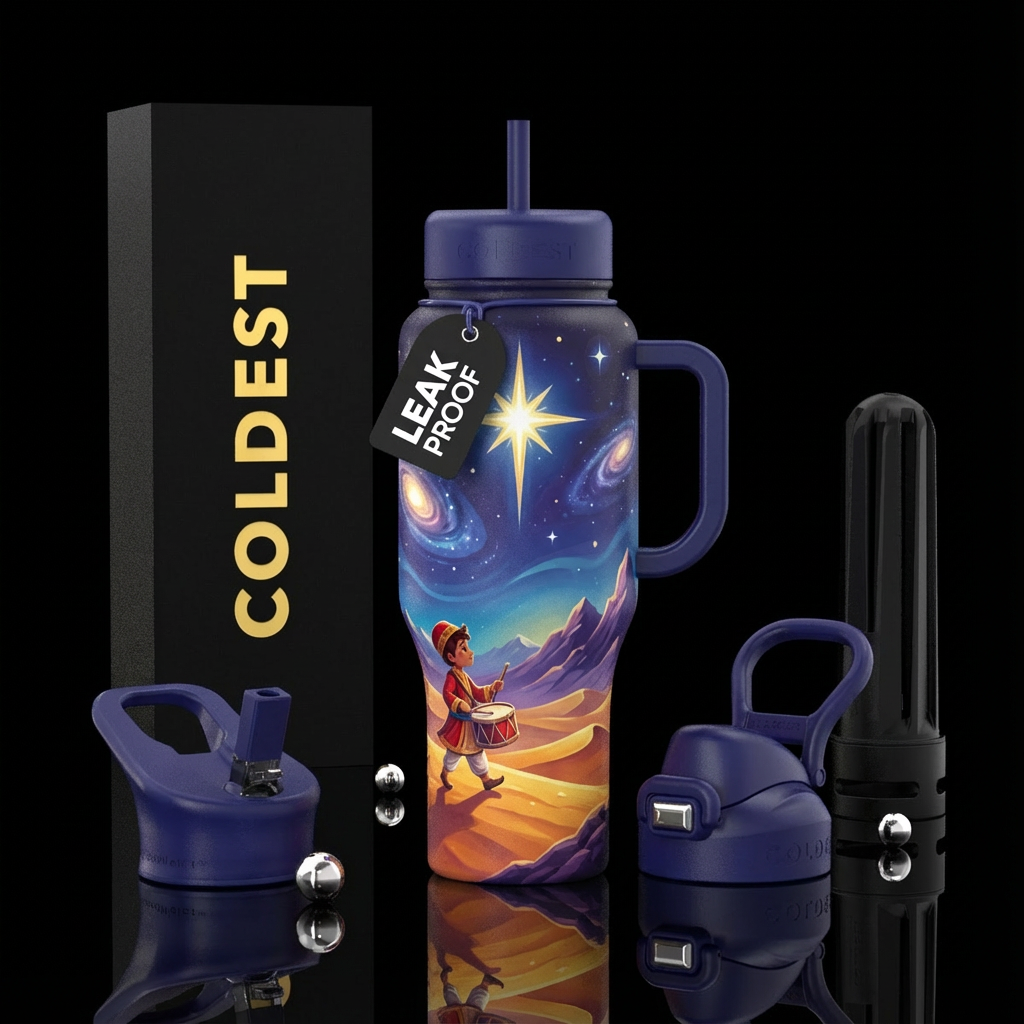 Star of Bethlehem in the night sky with a little d... water bottle design