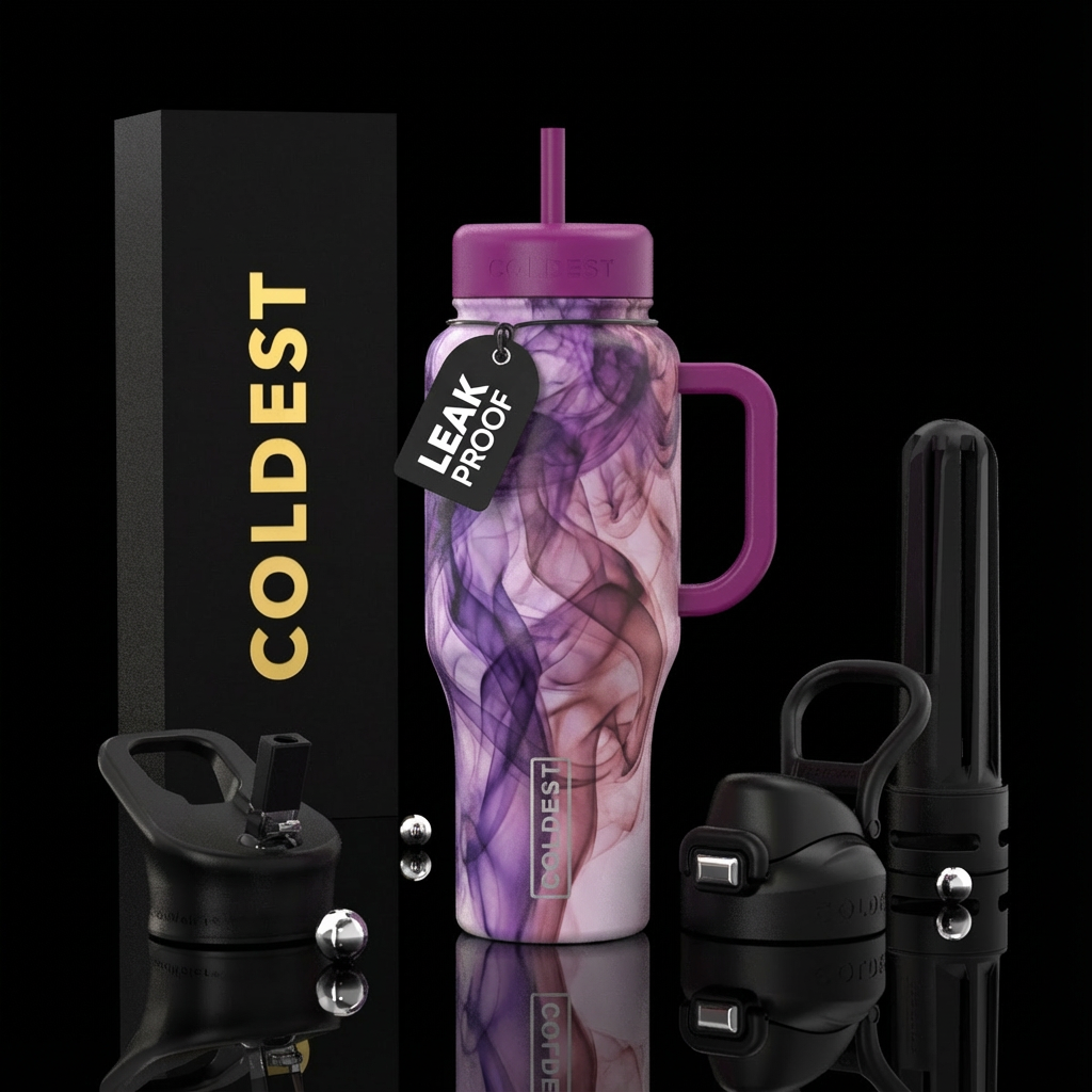 Up in smoke, purple and rose hues water bottle design