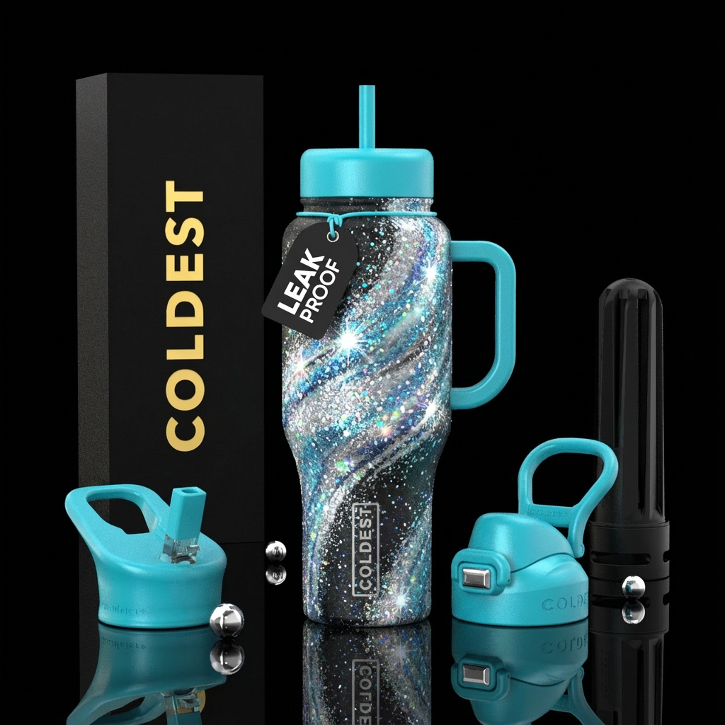 Frozen ice crystal dust,super sparkly and shiny, w... water bottle design