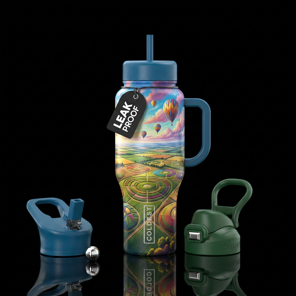 Aerials in the sky water bottle design