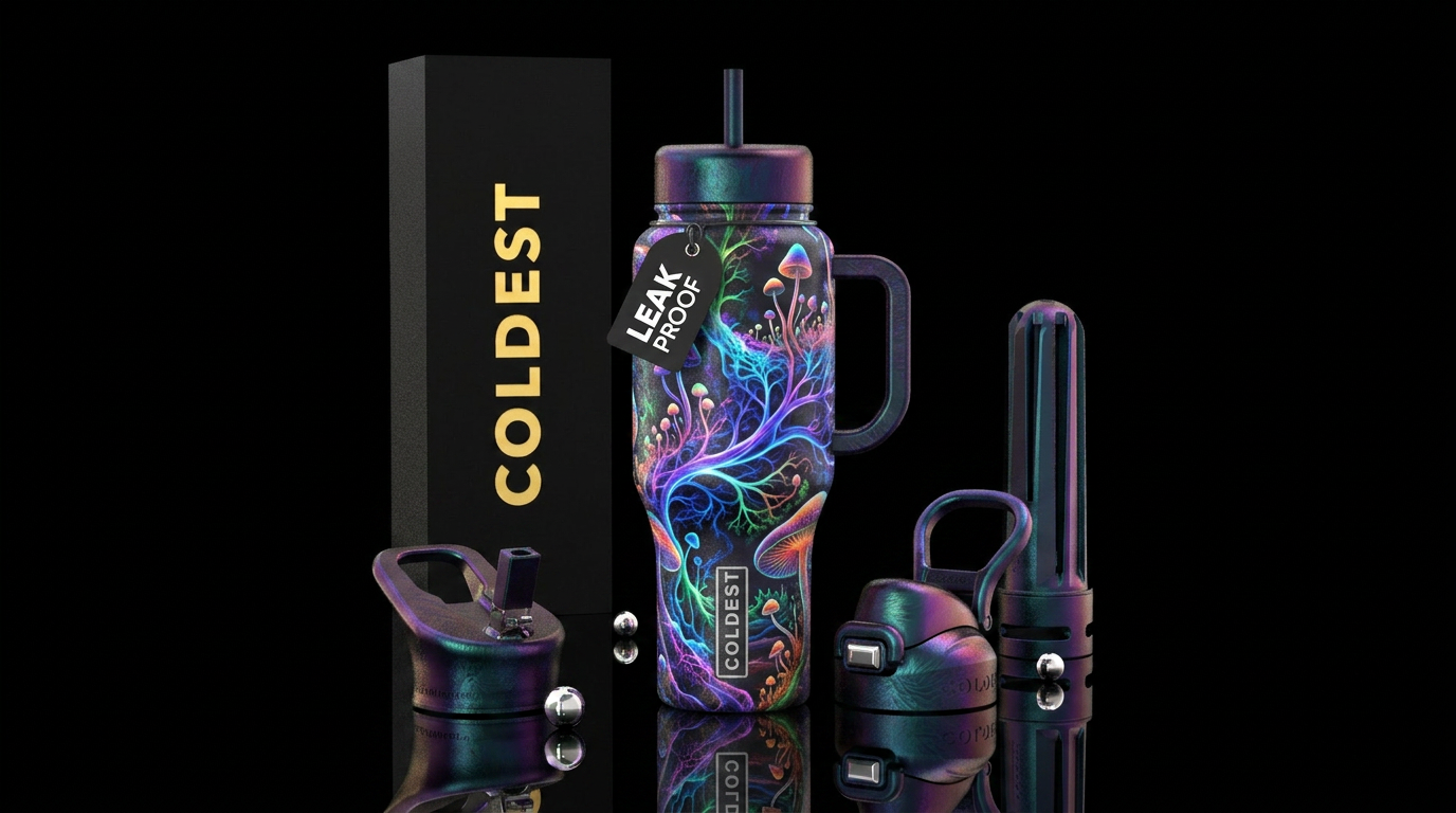 Fractal fungi water bottle design