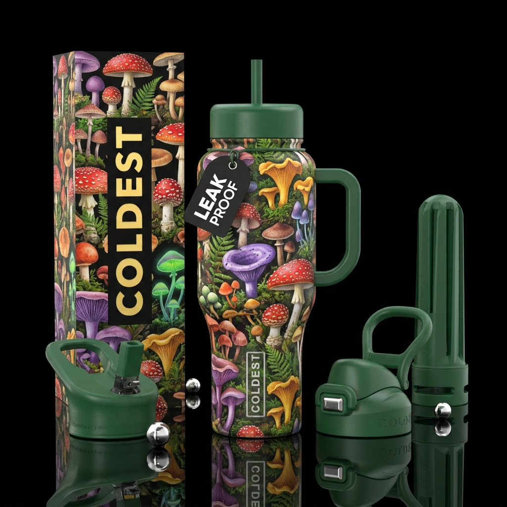 Mushrooms gone wild water bottle design