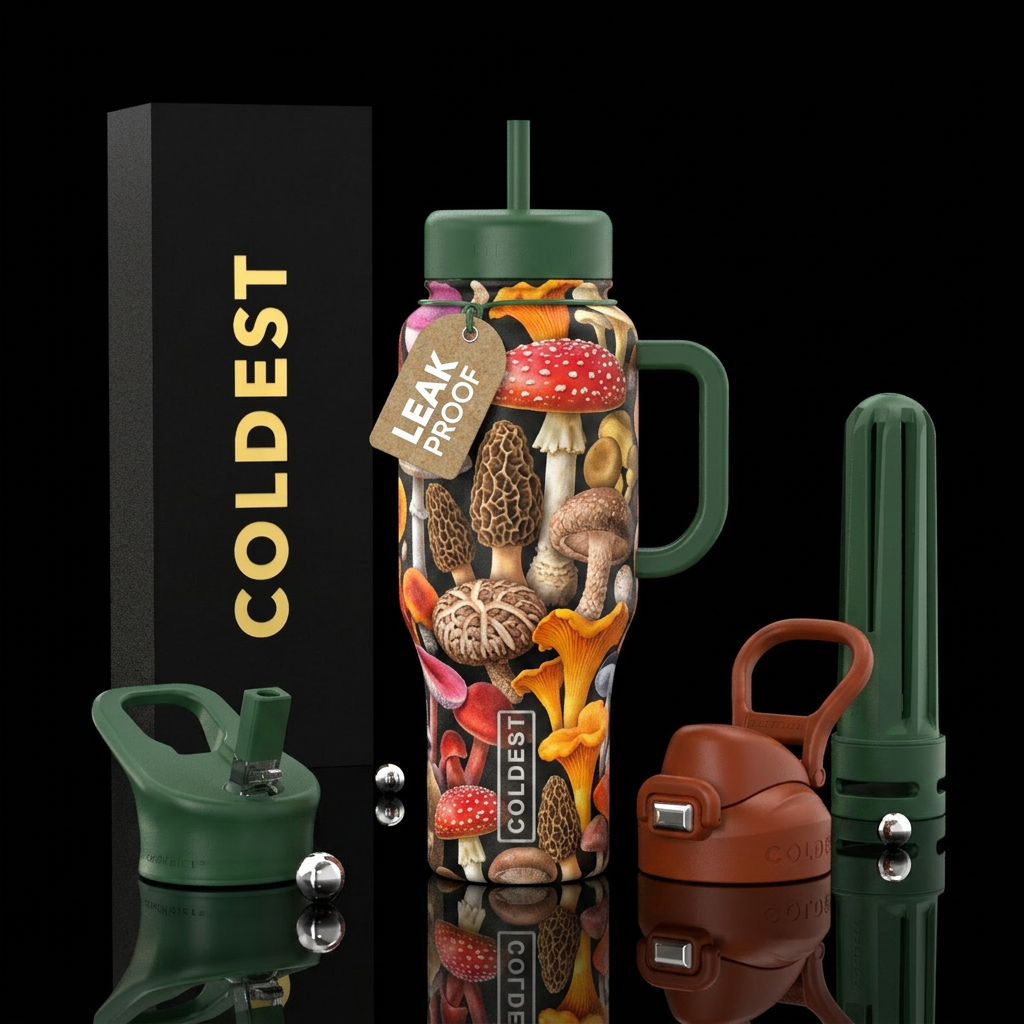 Mushrooms gone wild water bottle design