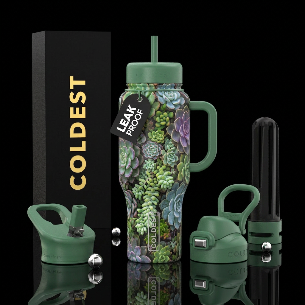 Succulents and sedums water bottle design