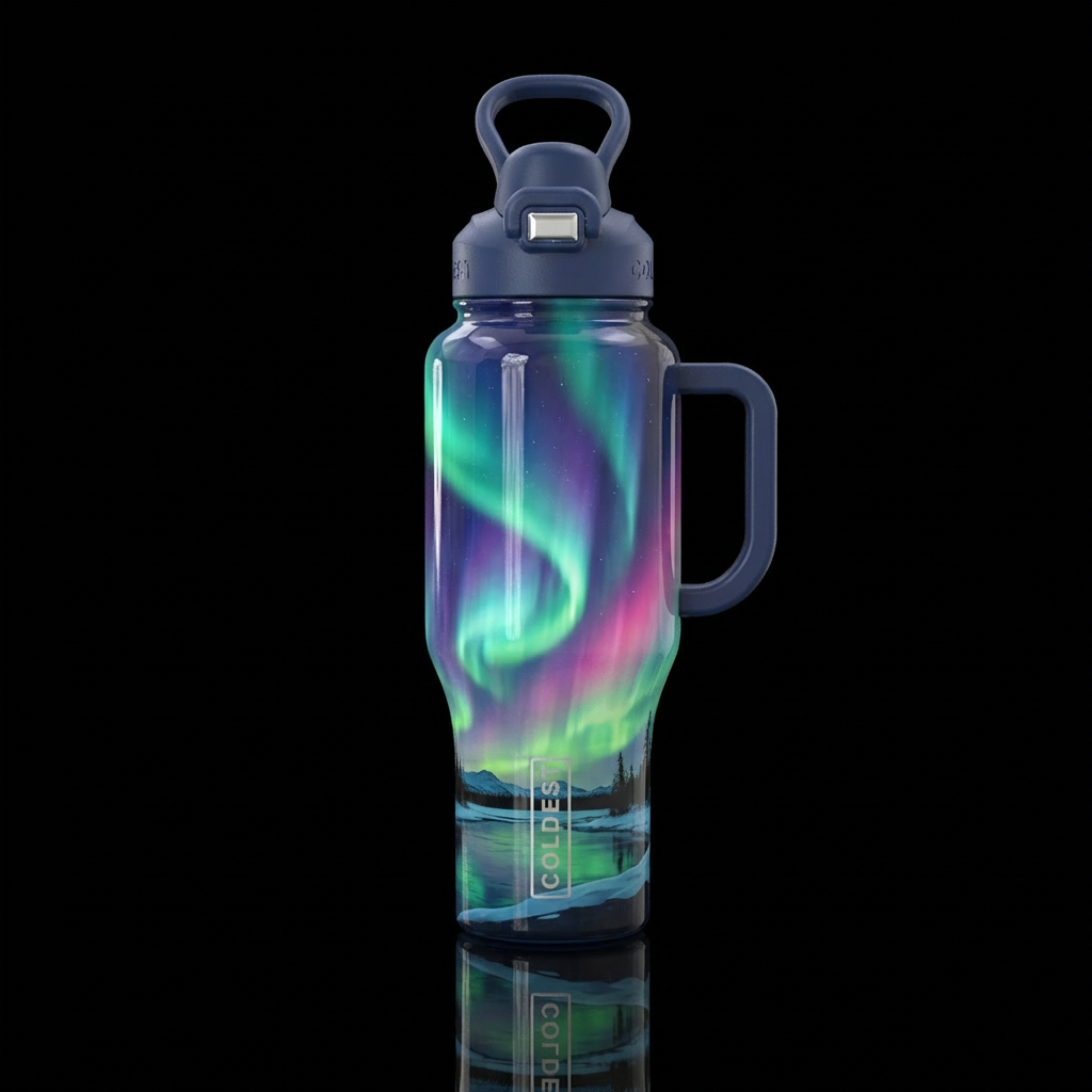 Northern Lights water bottle design