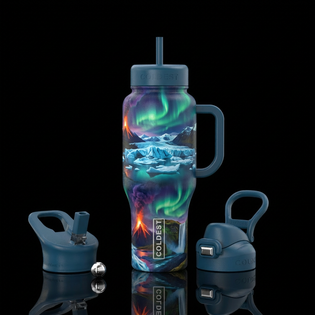 Iceland water bottle design