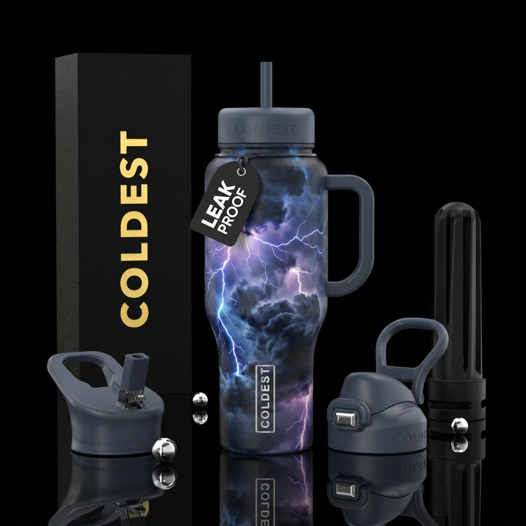Thunderstorms and lightning water bottle design