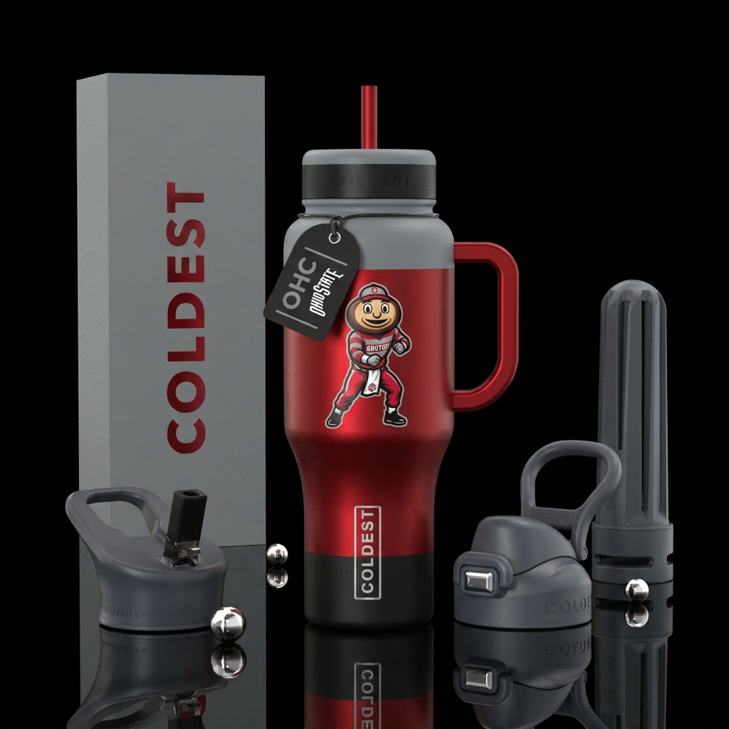 Ohio State Mascot Brutus water bottle design