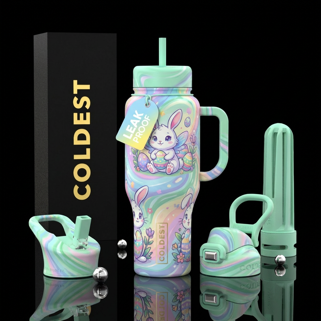 magical, vibrant, whimsical, easter bunny, easter ... water bottle design