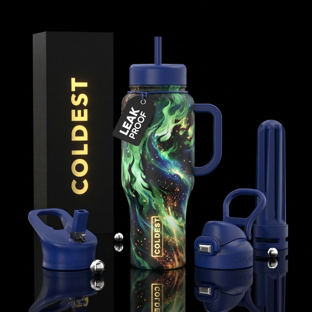 sparkly, glowie, firery, explosive, mythical, abst... water bottle design