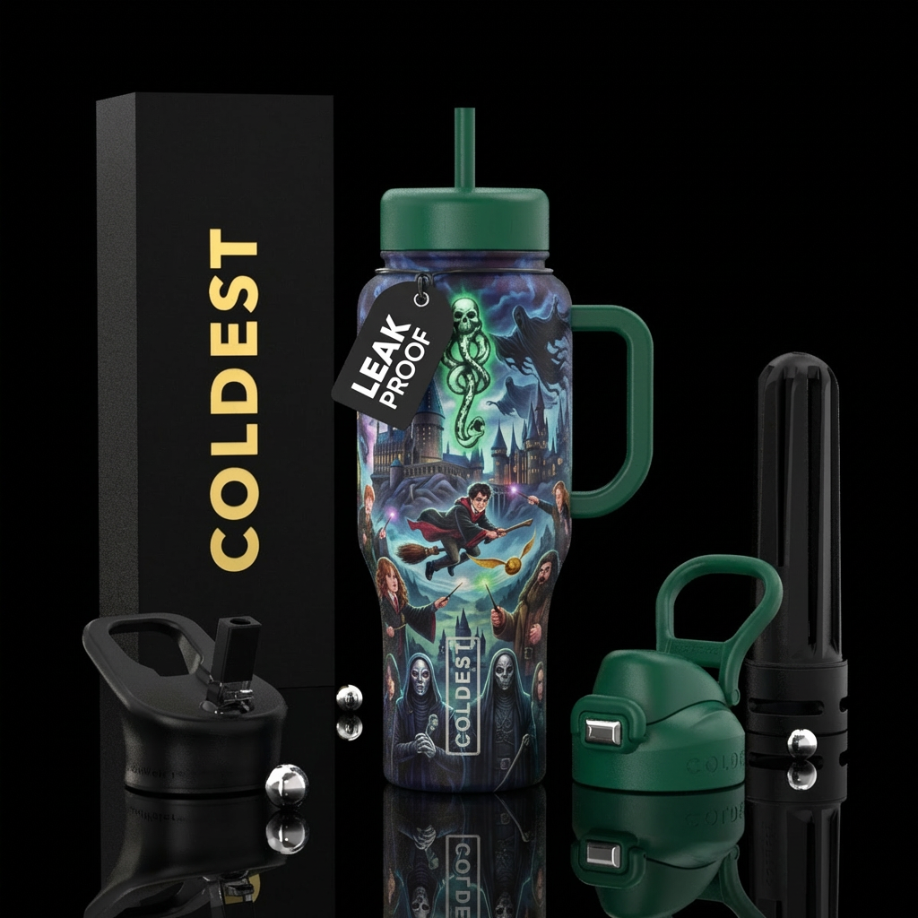 Harry Potter, wizards, witches, wands, dementors. ... water bottle design