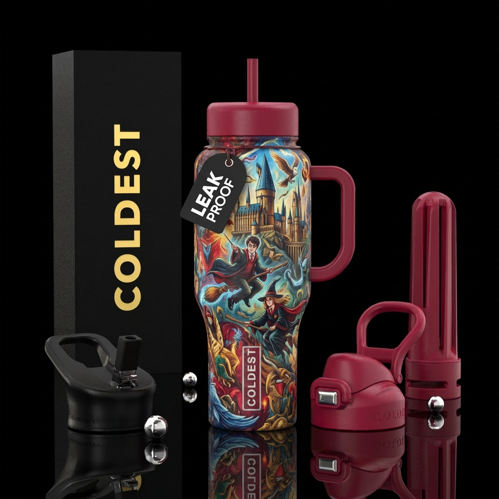 Harry Potter, wizards, witches, wands water bottle design