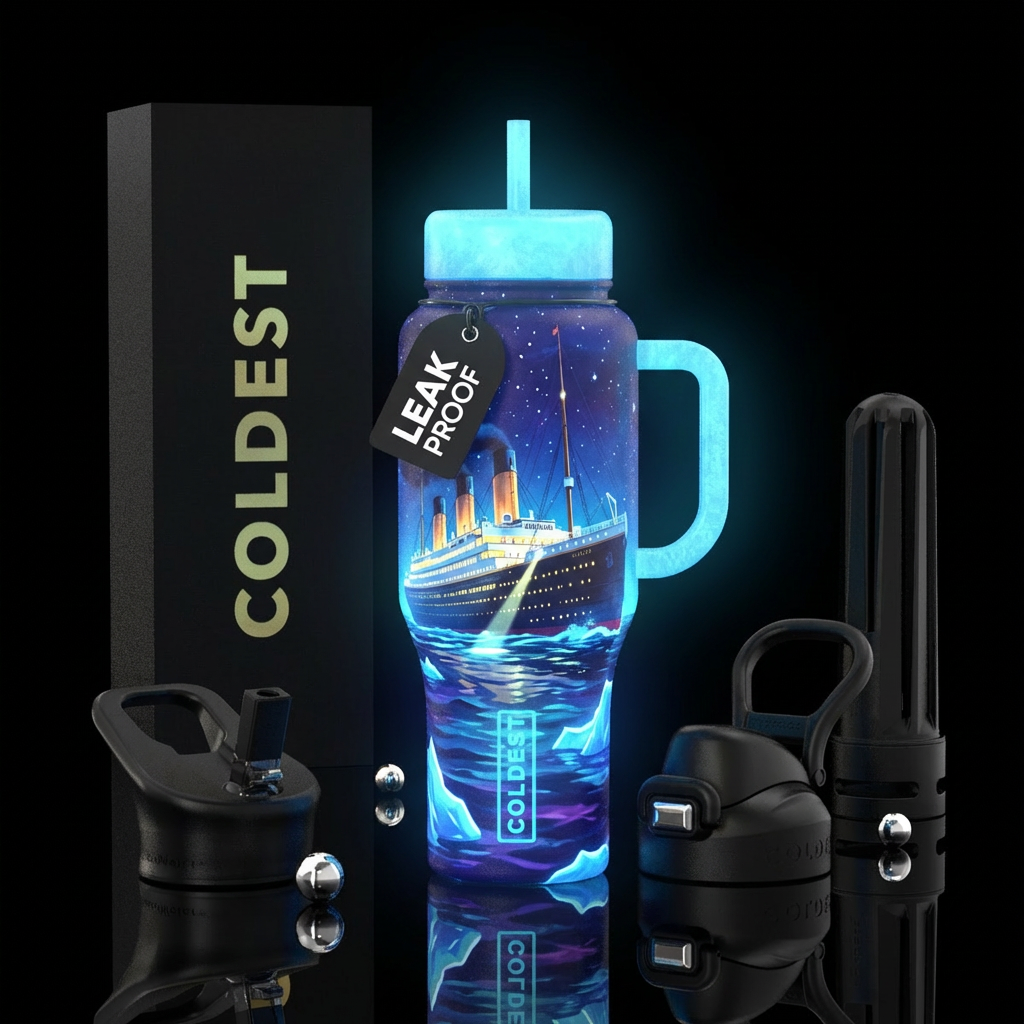 titanic bottle that glows water bottle design