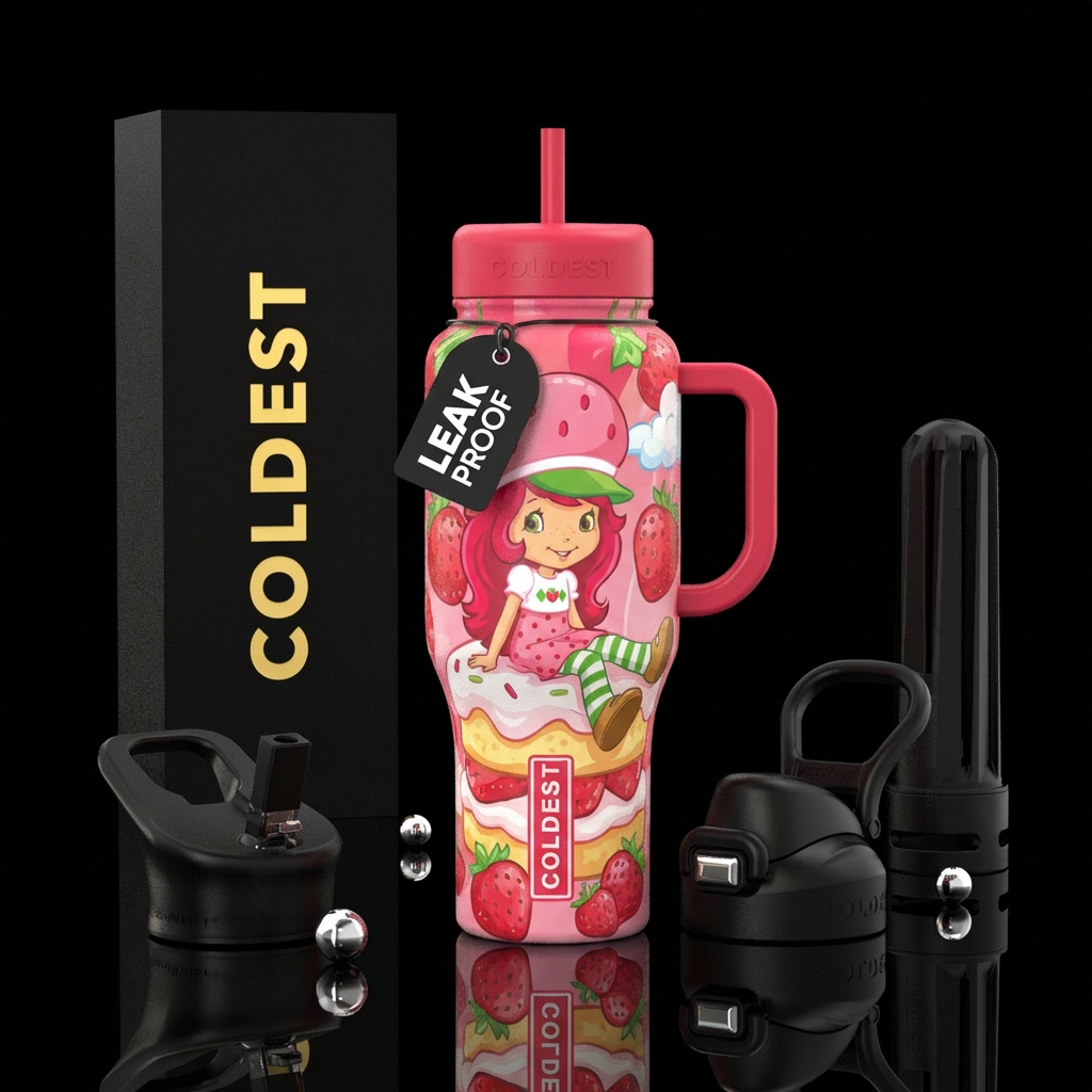 strawberry shortcake the girl water bottle design