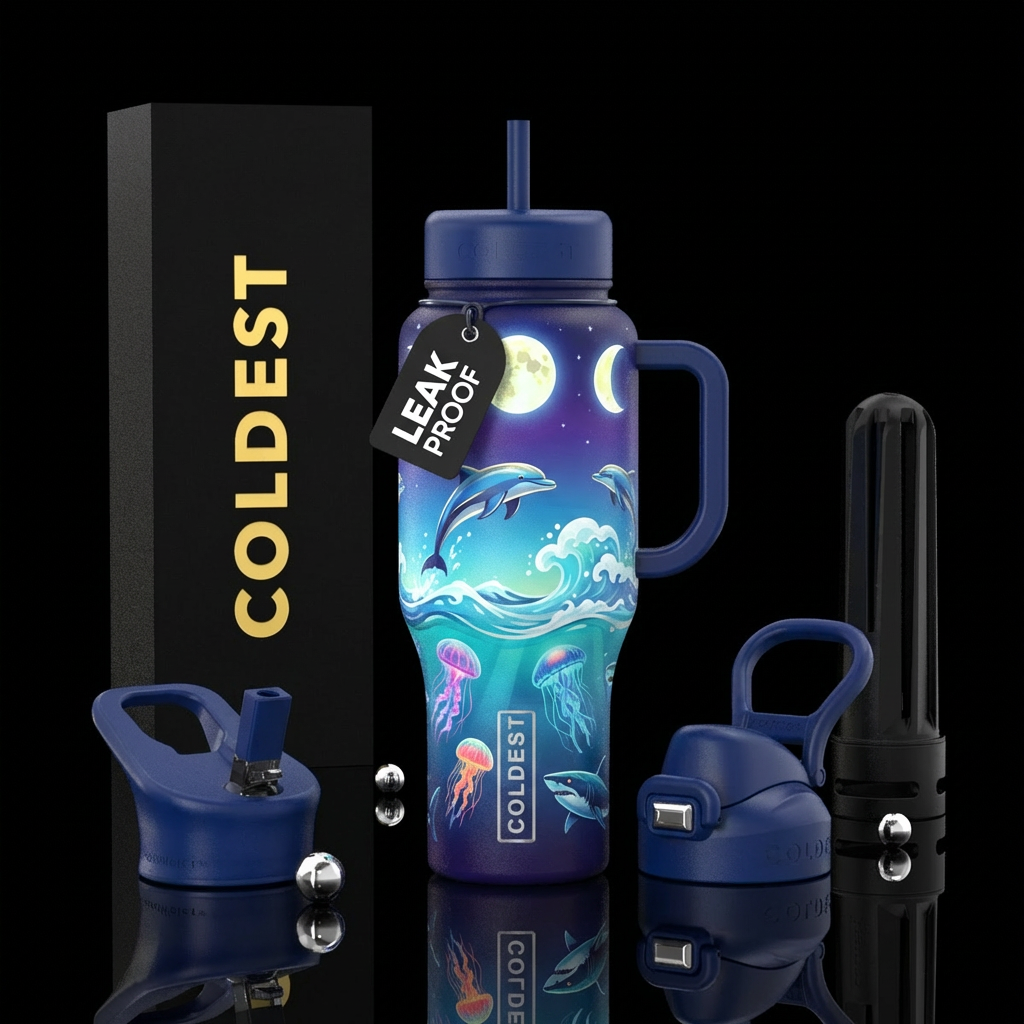 make an ombre moonlight themed cup with dolphins j... water bottle design