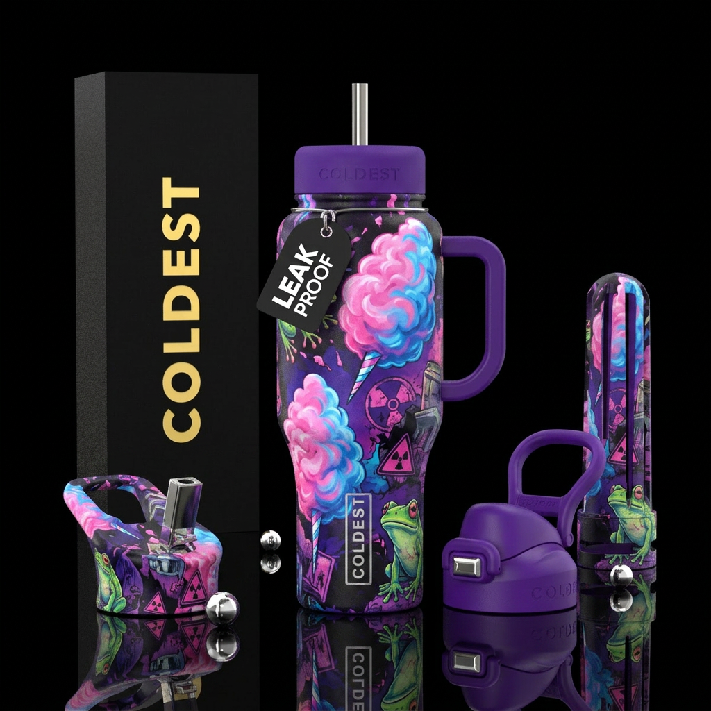 chernobyl cotton candy frog water bottle design