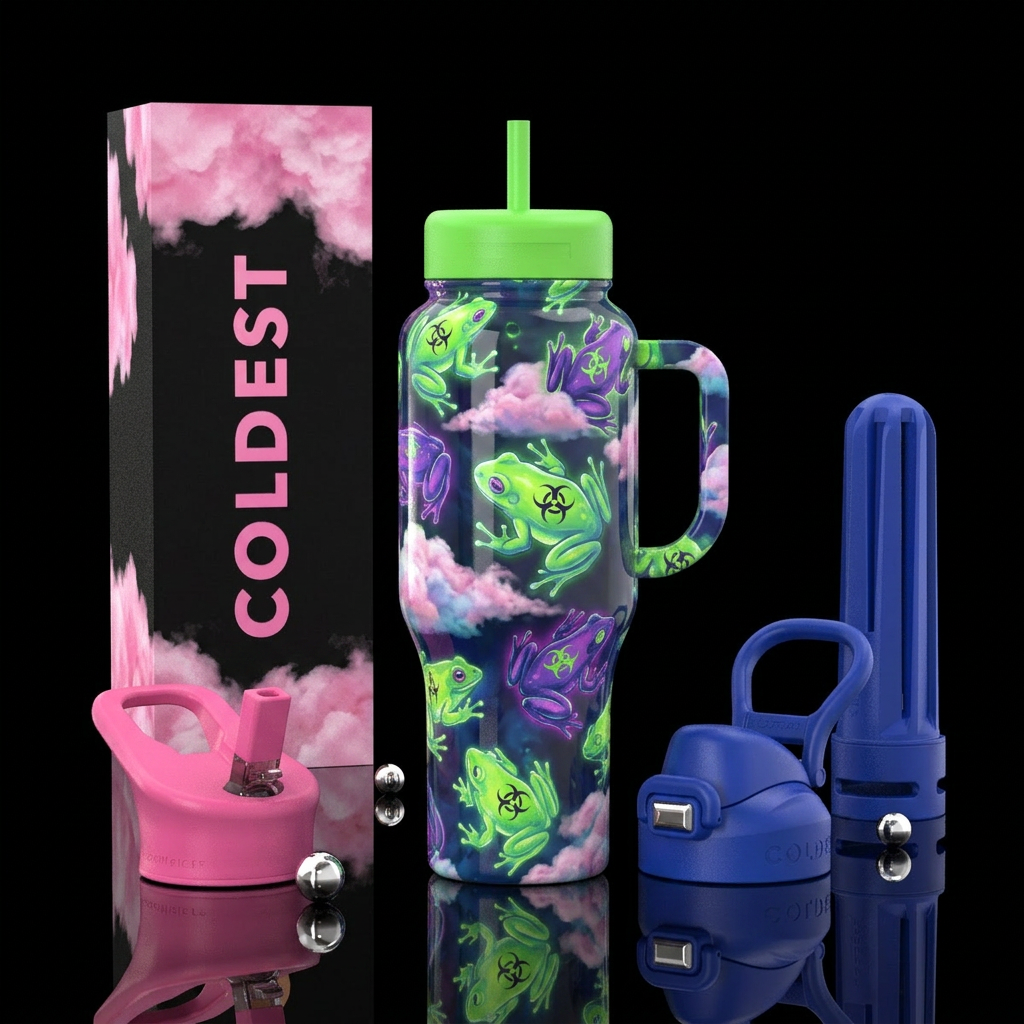chernobyl cotton candy frog water bottle design