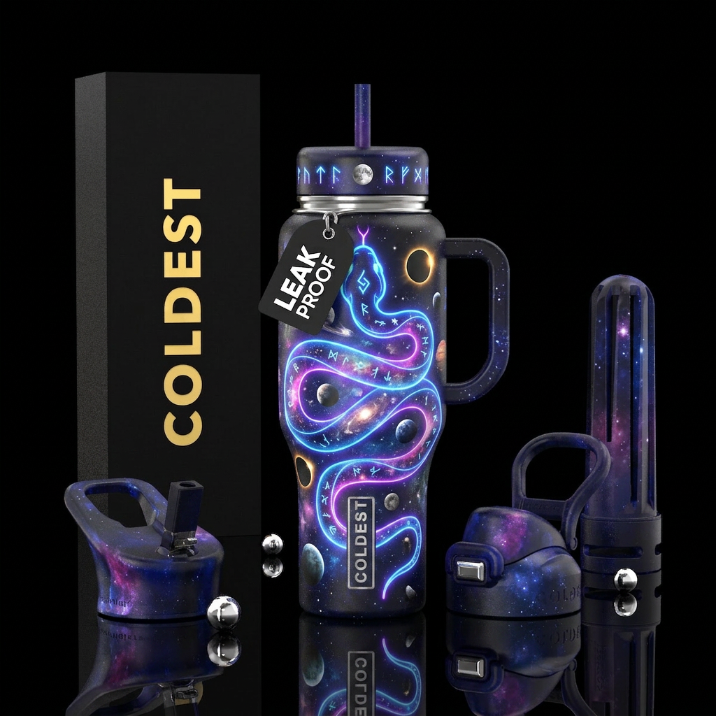 Neon snake water bottle design