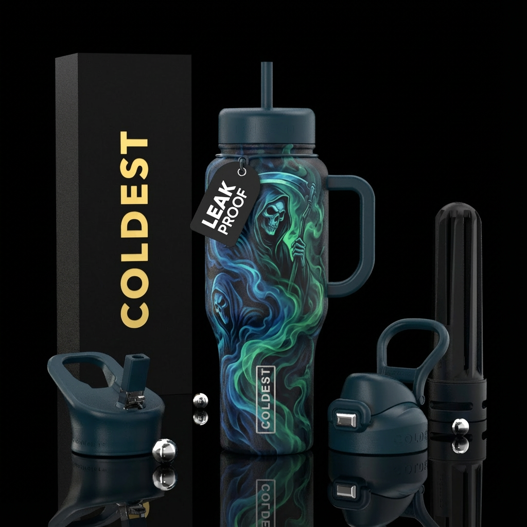 reaper blues greens smoke huey, stylistic, dark mo... water bottle design