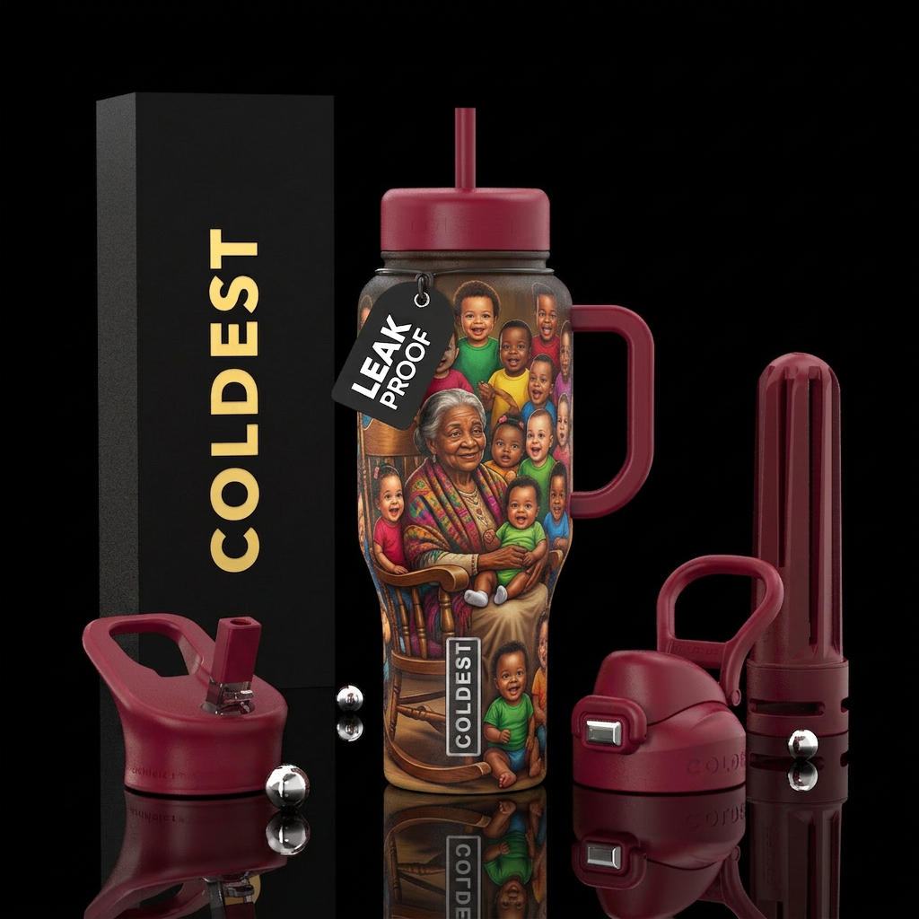 Elder Mother and her Grandbabies water bottle design
