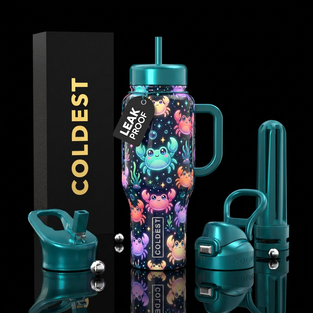 Glowie Crabs water bottle design