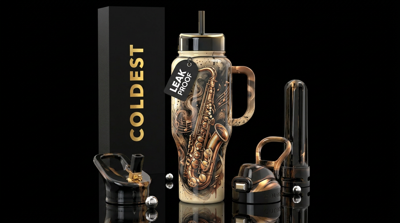 The Love of Jazz water bottle design