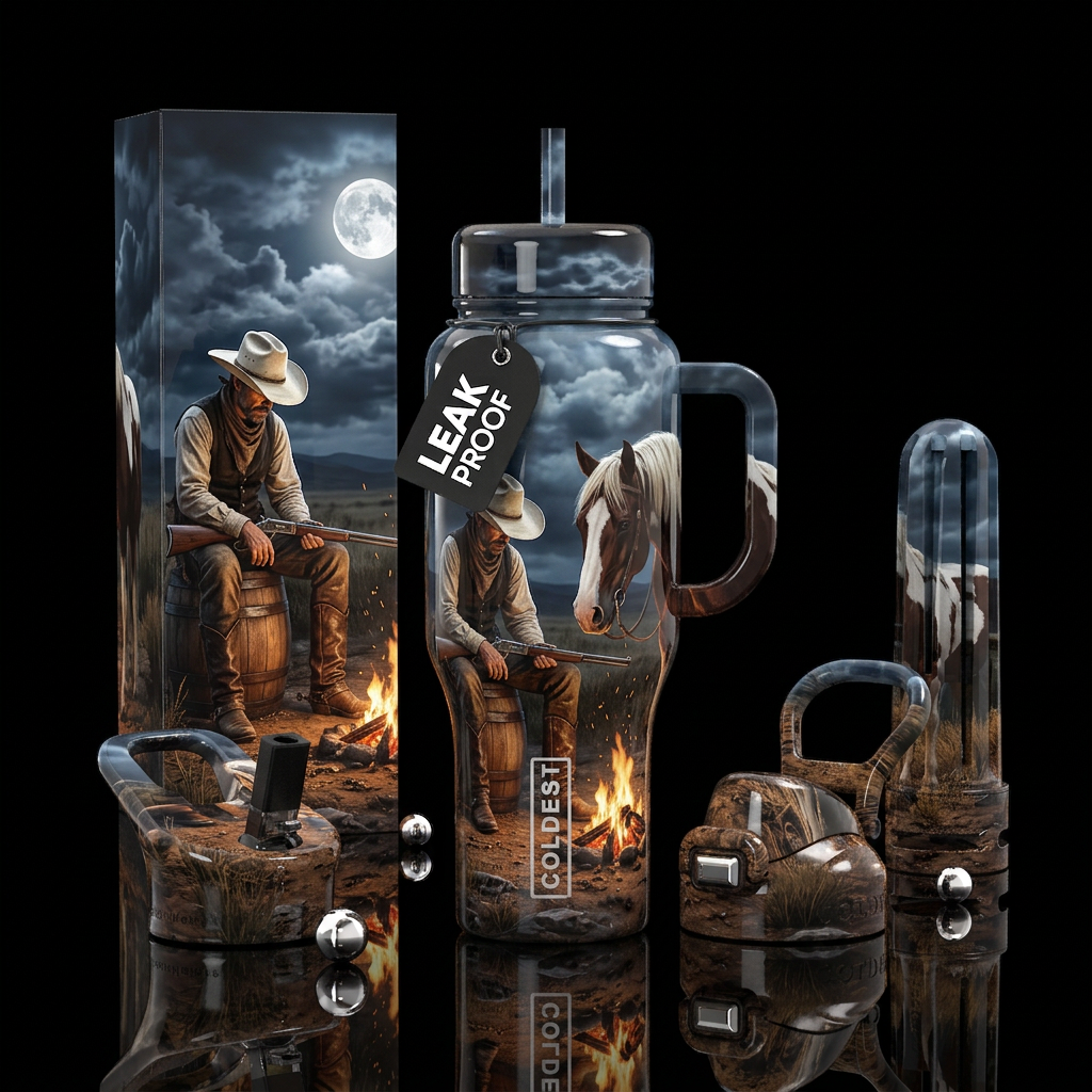 A man and his horse water bottle design